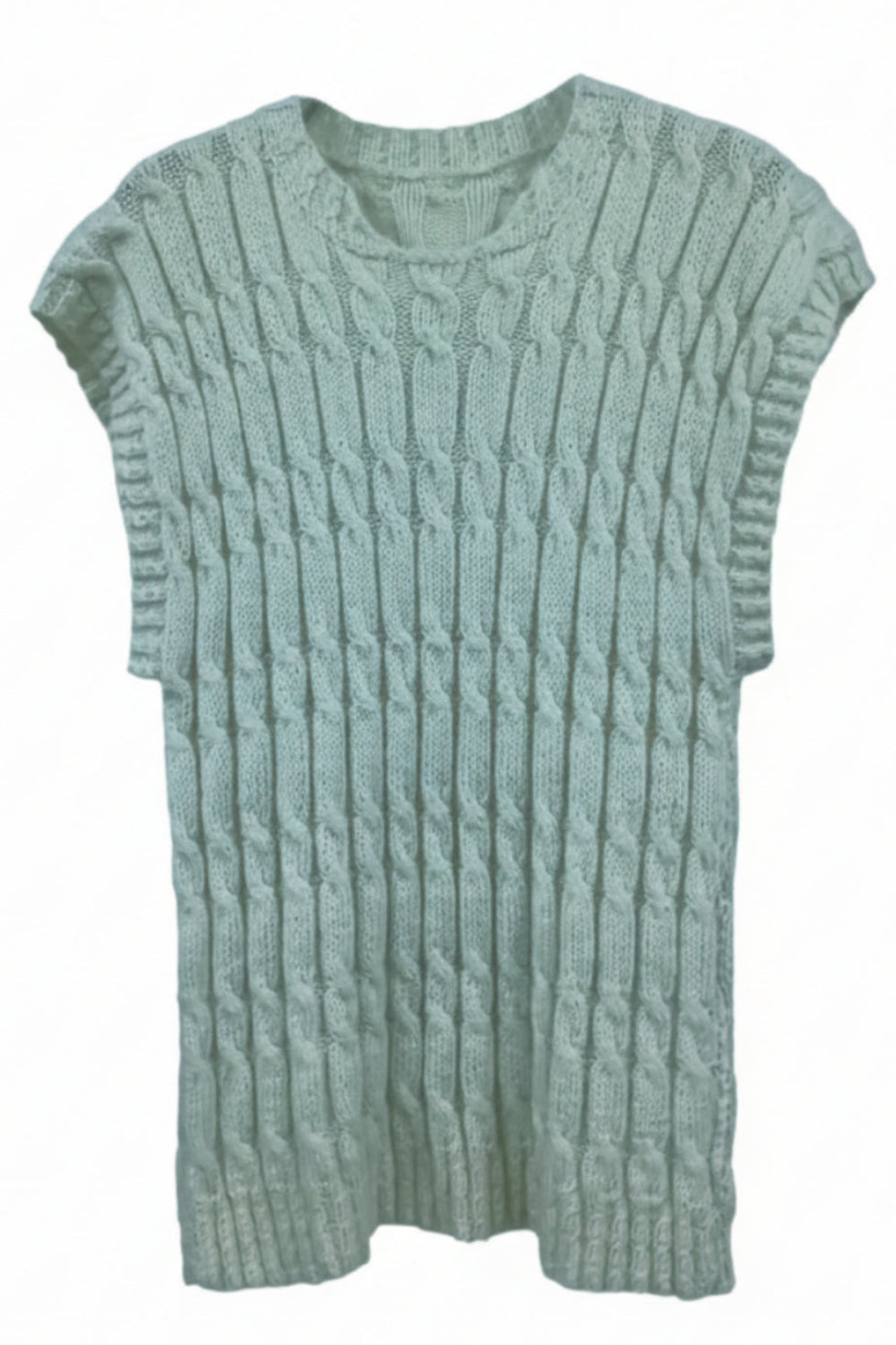 French Vintage White Cable Knit Vest