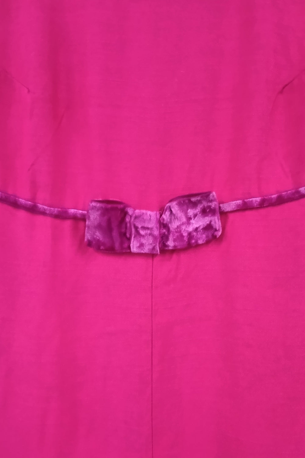 60s hot pink maxi dress with velvet bow