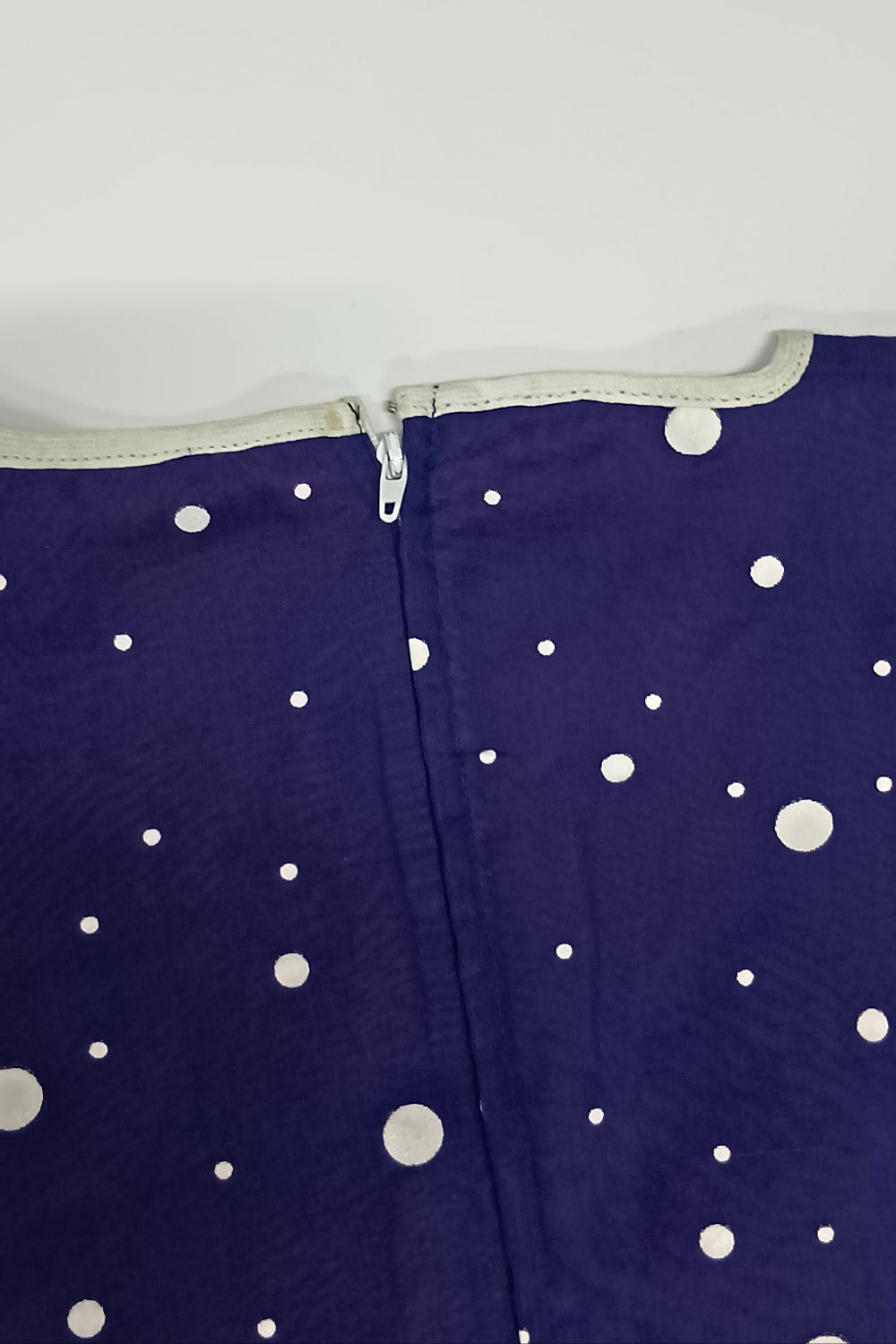 Vintage Richard Shops 70s Sheer Maxi Dress - White Navy Polka Dots