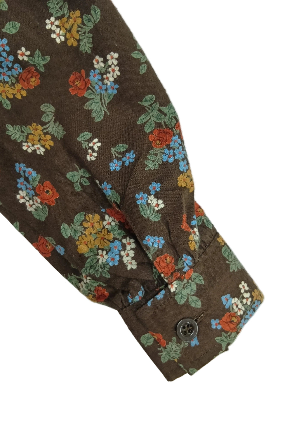 70's Bohemian Floral Brown Shirt