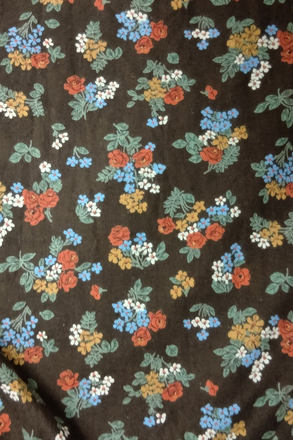 70's Bohemian Floral Brown Shirt