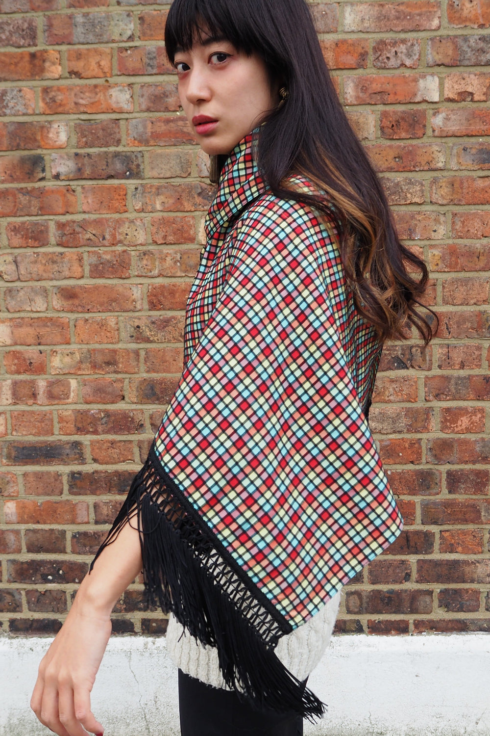 Vintage Multi-Color Pop Fringe Stole