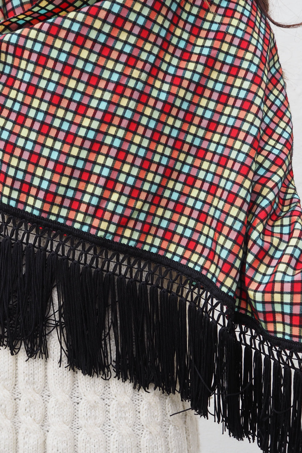 Vintage Multi-Color Pop Fringe Stole