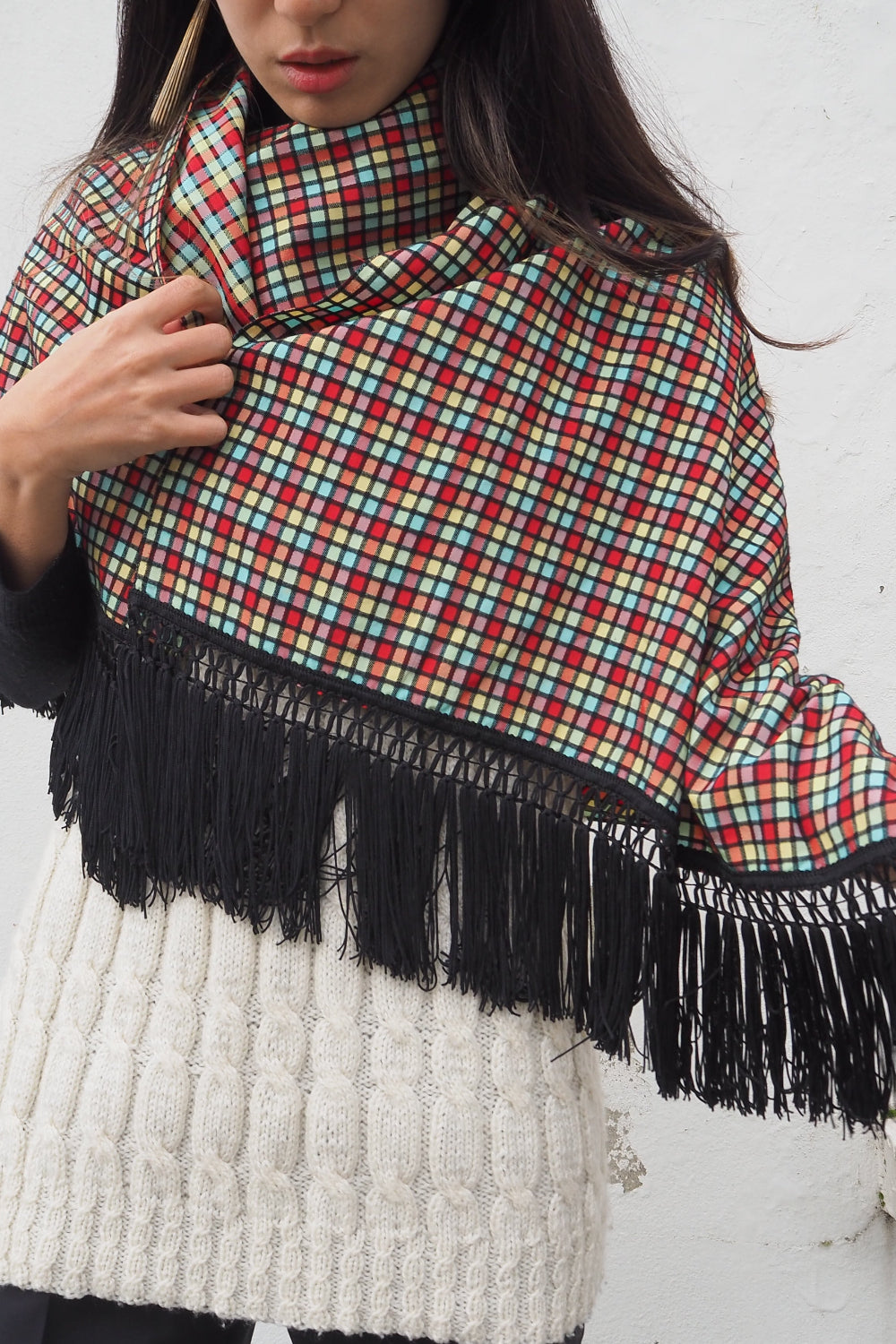 Vintage Multi-Color Pop Fringe Stole