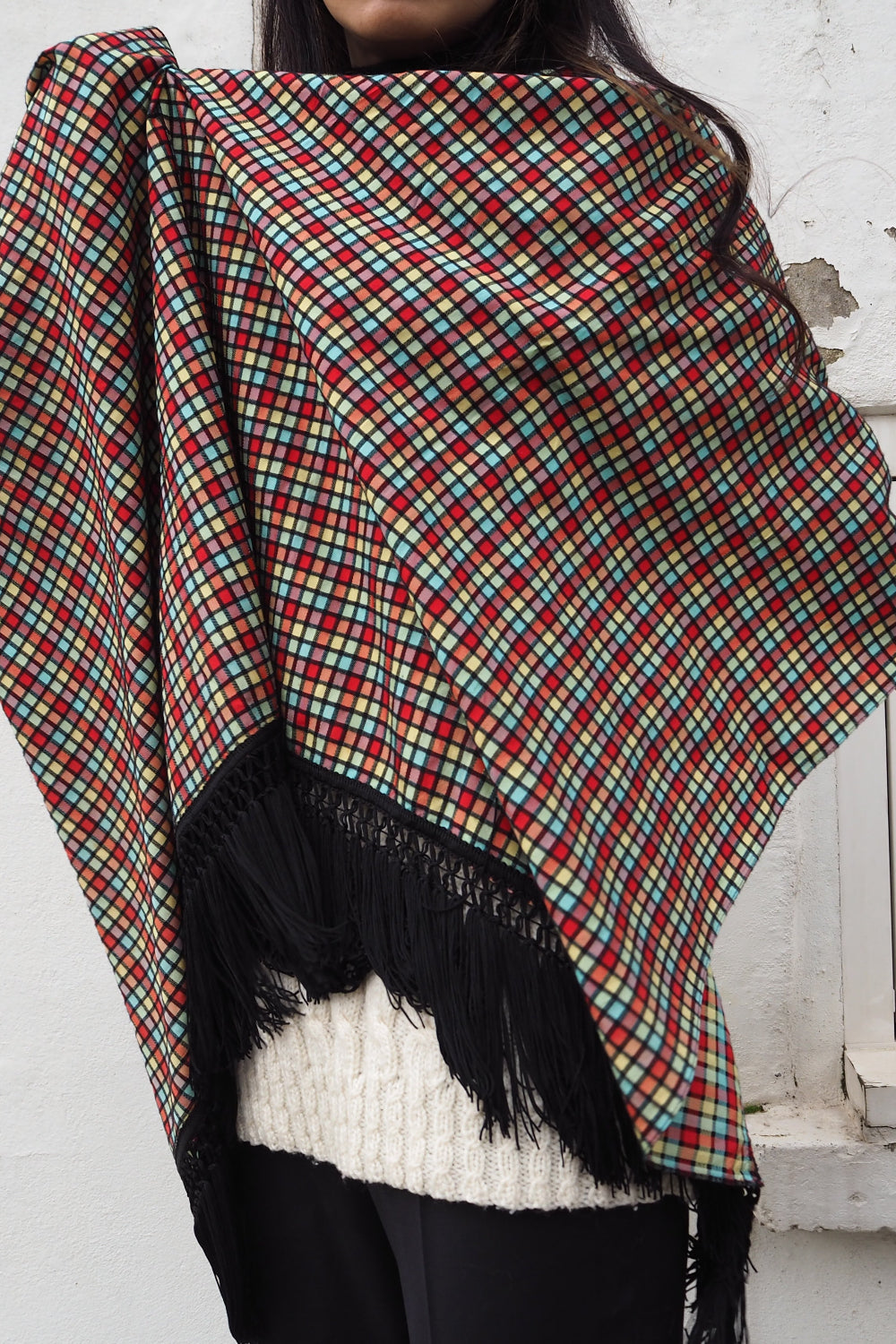 Vintage Multi-Color Pop Fringe Stole