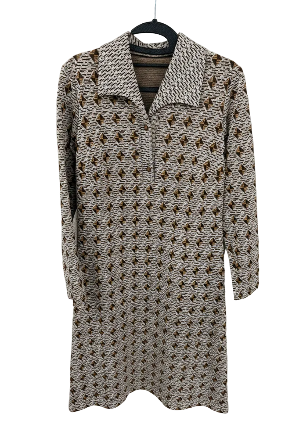 70's Geometric Pattern Dress London Vintage | I-Line Shift Dress