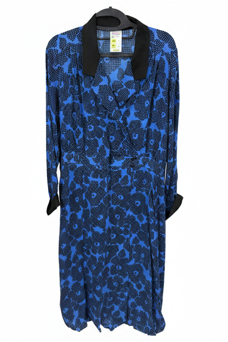 70's St Michaels Blue Dress UK Vintage | Marks & Spencer Flower Pattern