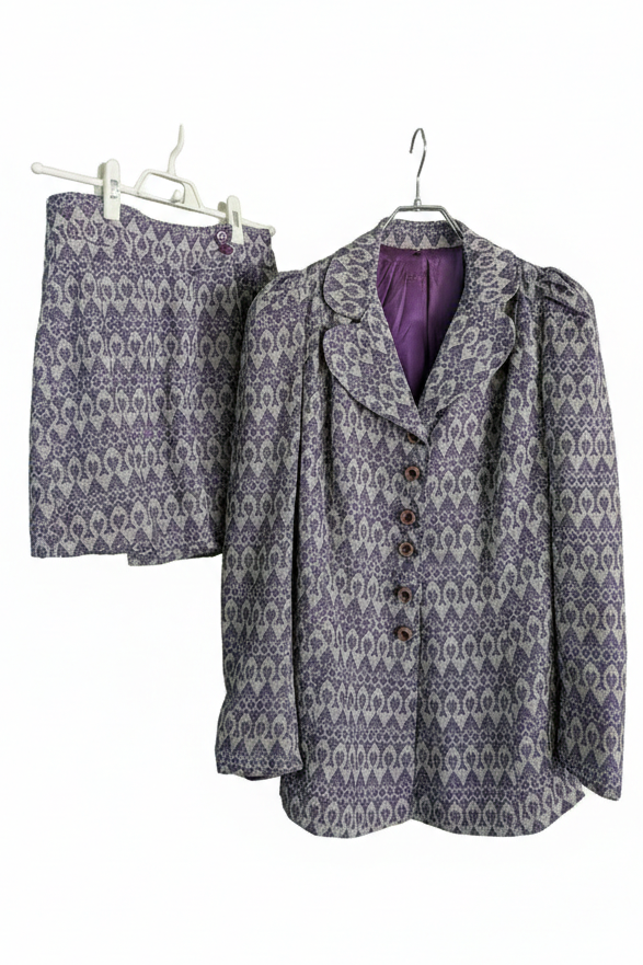 70's Matching Set Richard Shops UK | Purple Jacquard Jacket Shorts