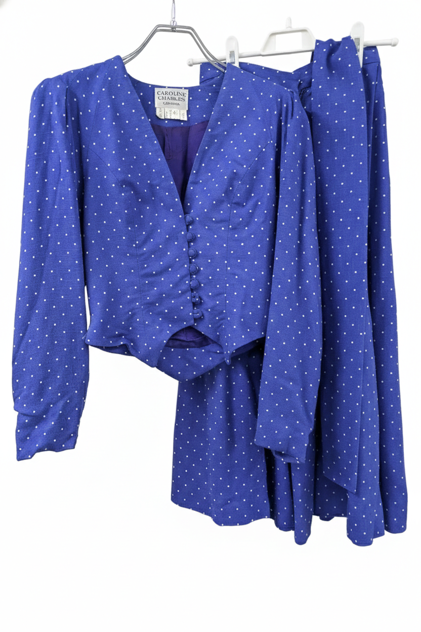 70's Royal Blue Suit | Caroline Charles London | Vintage 3-Piece