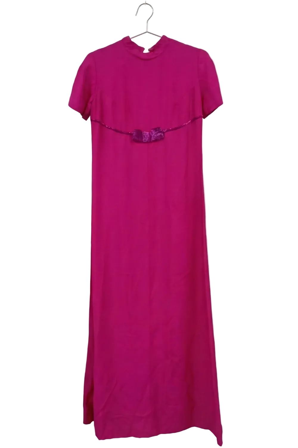 60s hot pink maxi dress with velvet bow