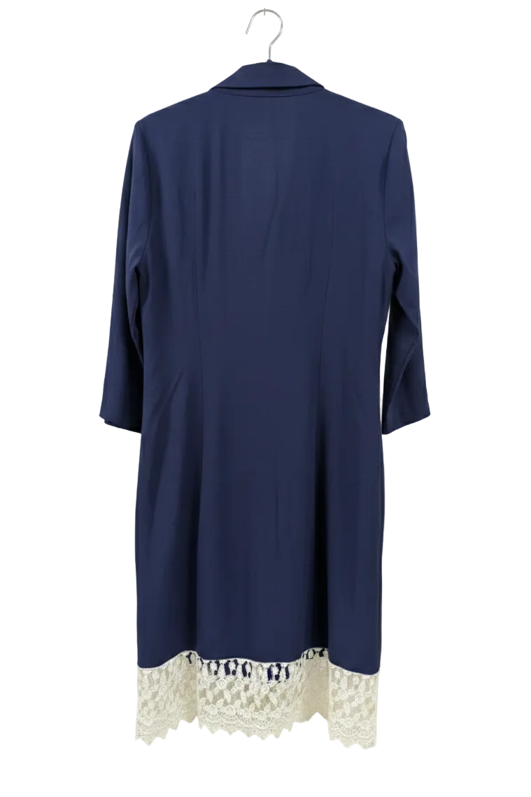 80's Dramatix Lace Shirt Gown | Navy Vintage Romantic Blouse