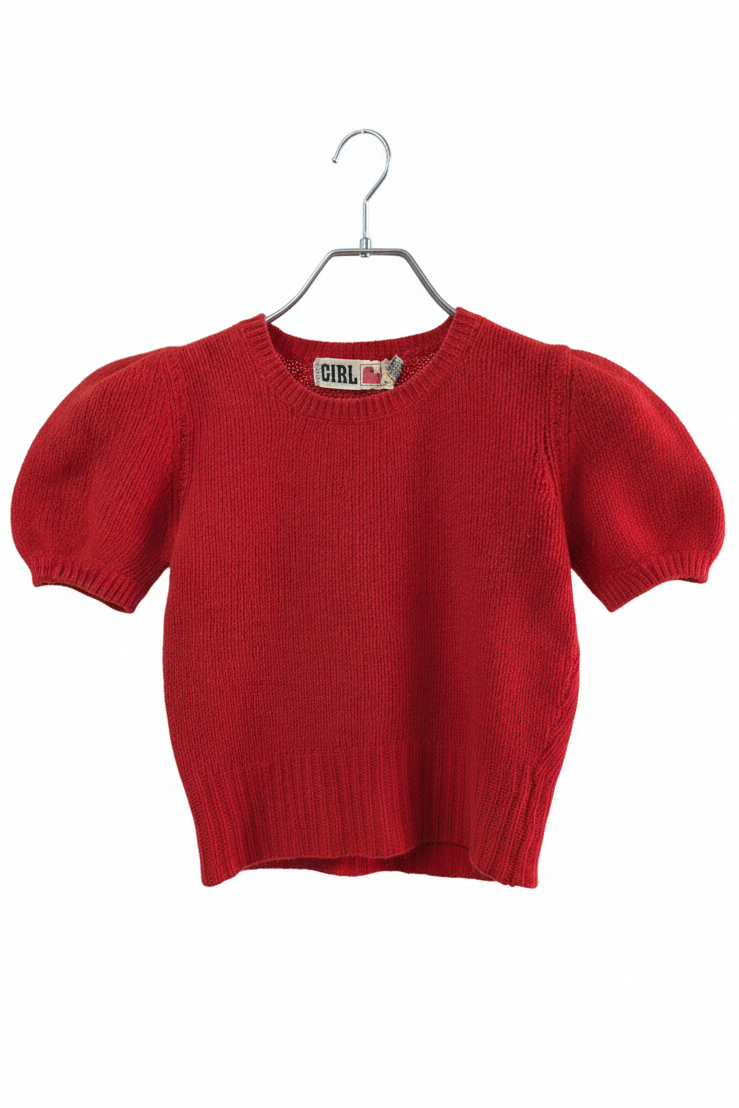 70's Red Mini Knit Chelsea Girl London | Angora Mohair Sweater