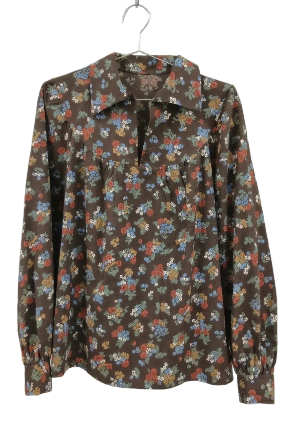 70's Bohemian Floral Brown Shirt