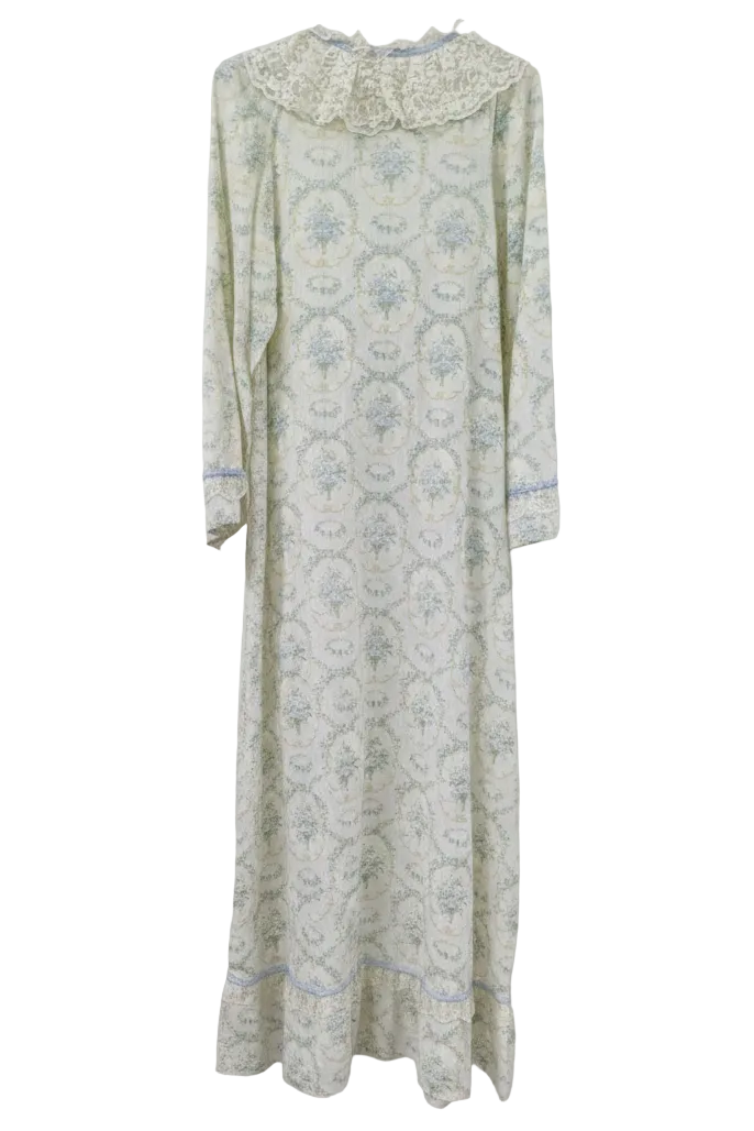 70's Night Gown London Vintage | Victorian Lace Cotton Dress