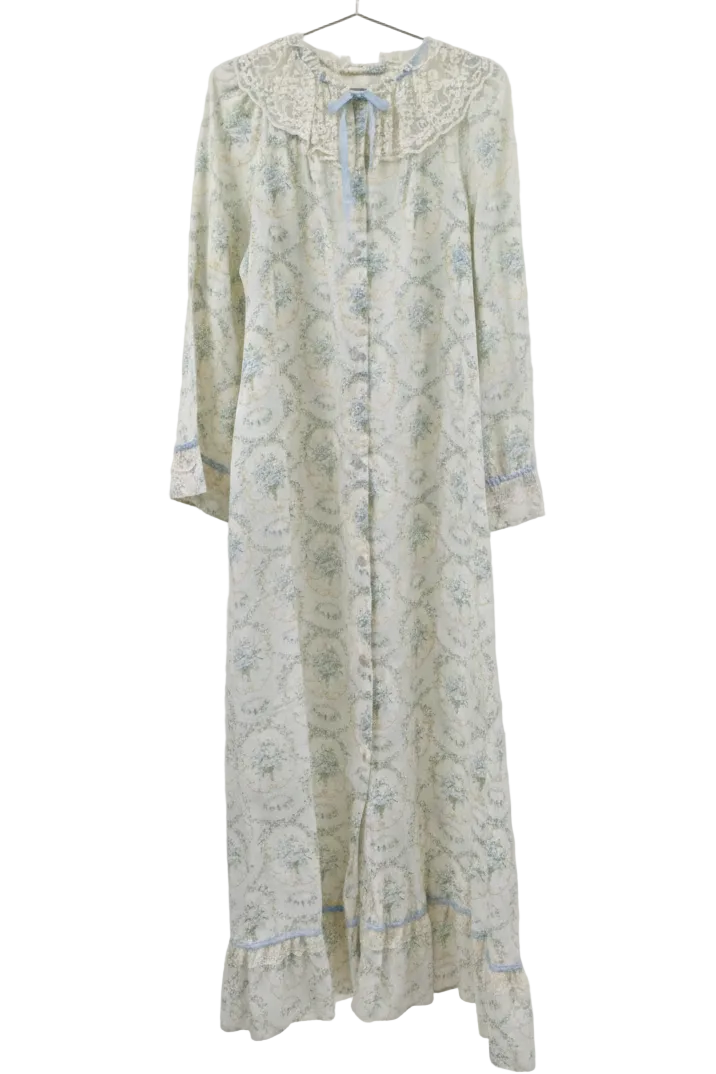 70's Night Gown London Vintage | Victorian Lace Cotton Dress