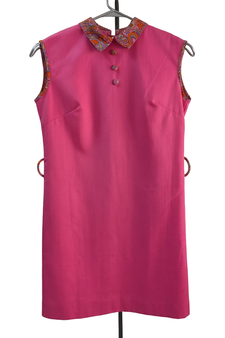60's Pink Mini Dress London Vintage | Swinging Sixties Box Silhouette