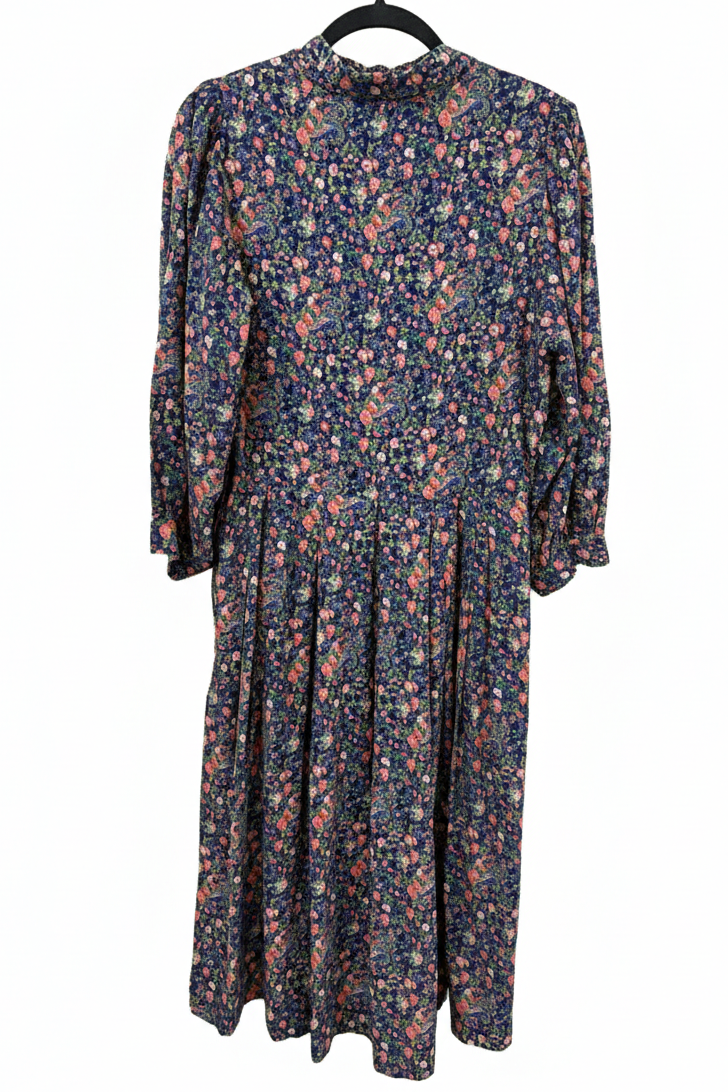 70's Liberty Print Flower Dress Vivien Smith England | Purple Floral Cotton