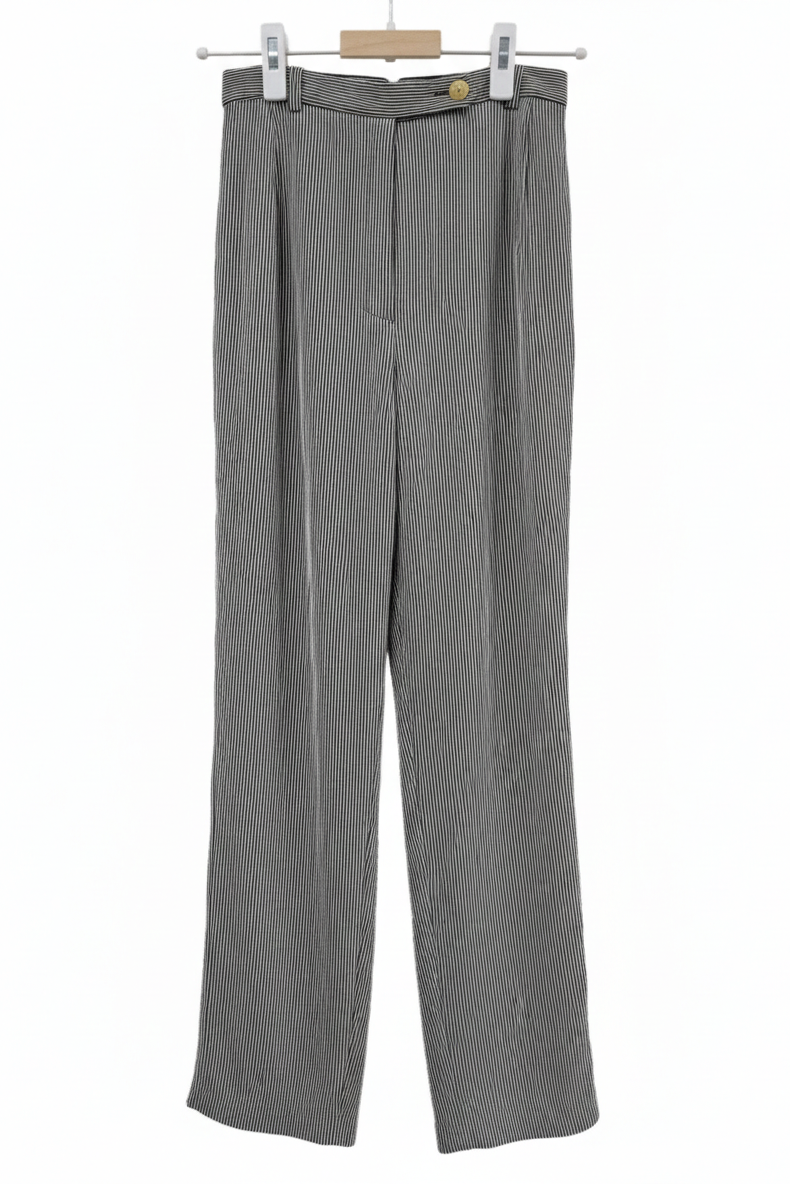 80's Stripe Pants Betty Barclay | Vintage Wide Leg Trousers