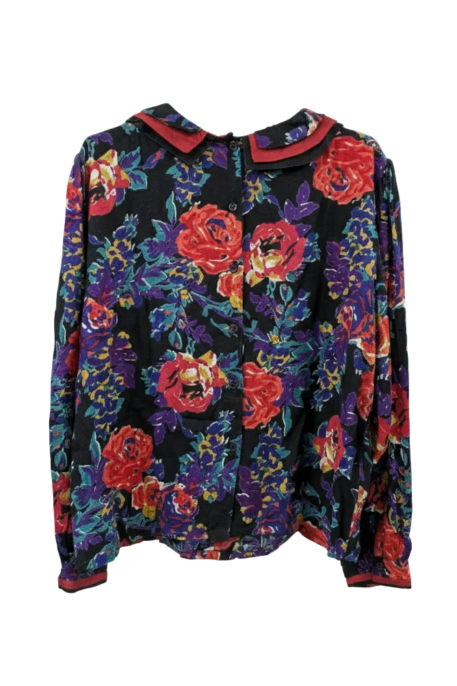 70's Flower Shirt Mayagor France | Reversible Quilted Yoke Blouse