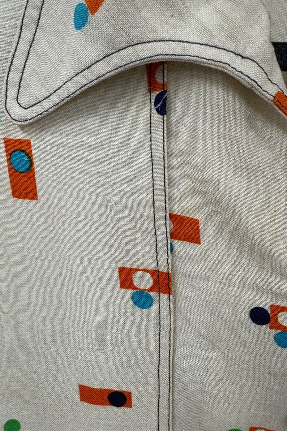 70's Vintage French Pop Print Mini Dress with Bunny Ear Collar