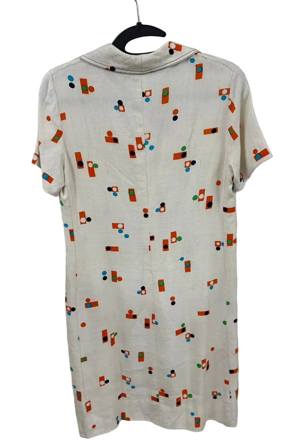 70's Vintage French Pop Print Mini Dress with Bunny Ear Collar