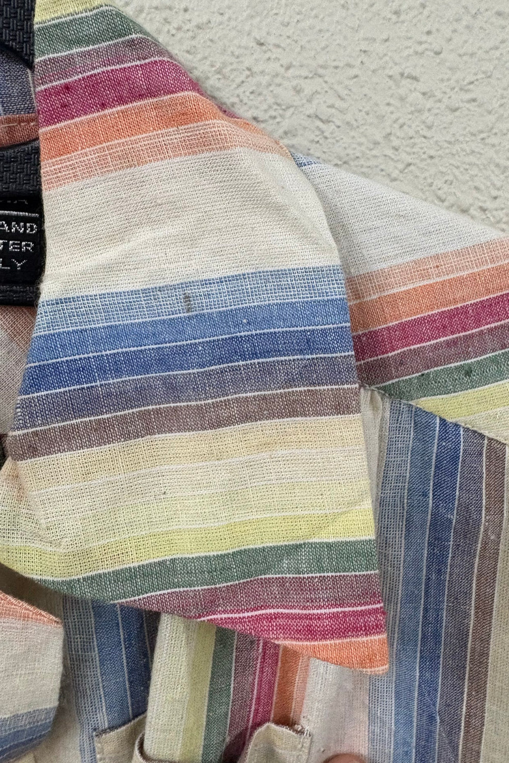 80's Vintage Rainbow Multi-Color Cotton Polo Dress with Ribbon Belt