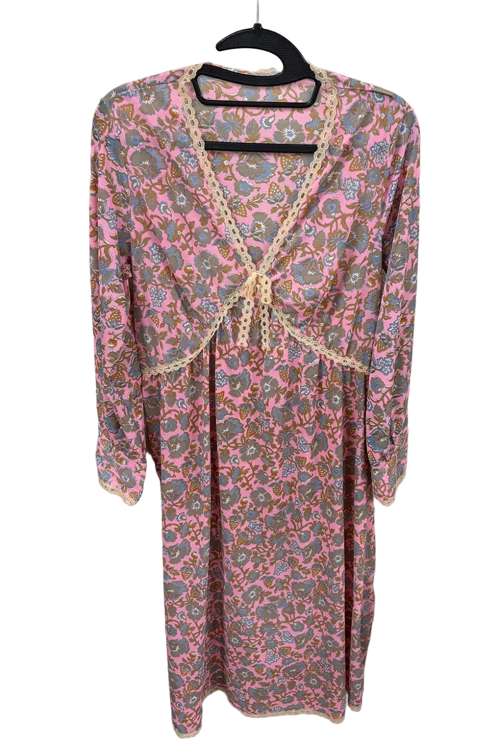 70's Pink Dress London Vintage | Baby Pink Sheer Floral Greek Style