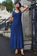 60's Vintage Jerseycourt by Elsie Whiteley Blue & Purple Glitter Maxi Dress