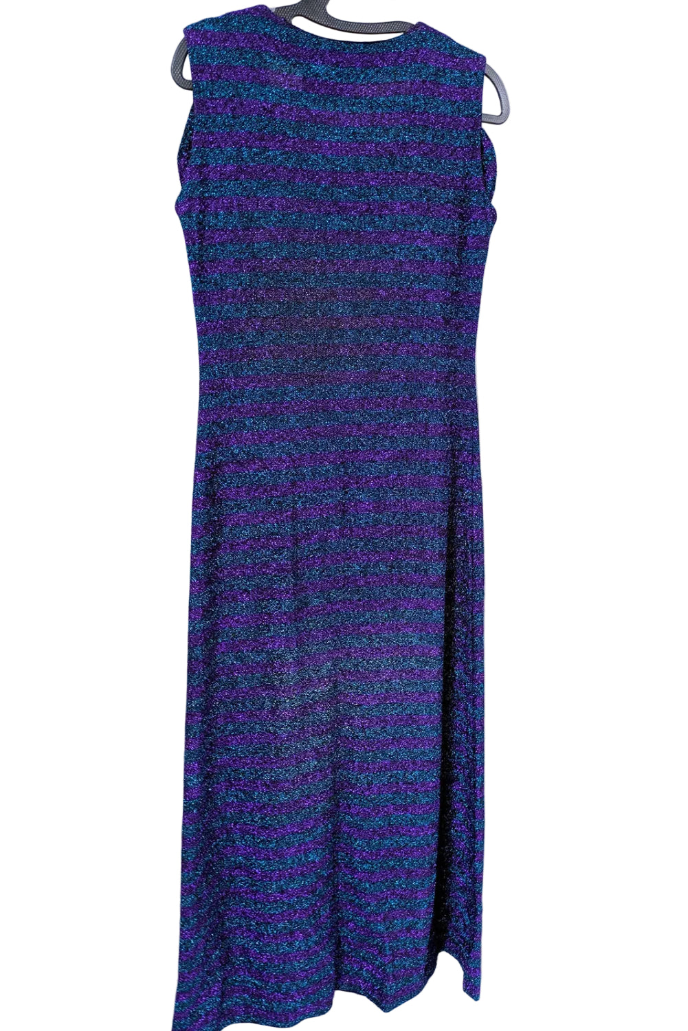 60's Vintage Jerseycourt by Elsie Whiteley Blue & Purple Glitter Maxi Dress