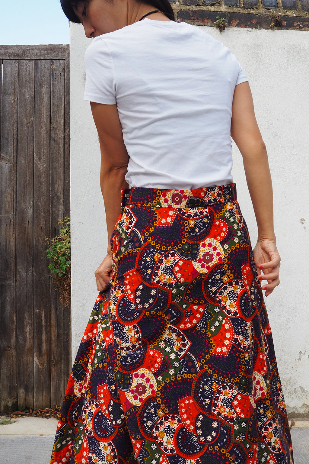 70's Martinique Skirt Vintage | Two Tier Hem Cotton Maxi Skirt