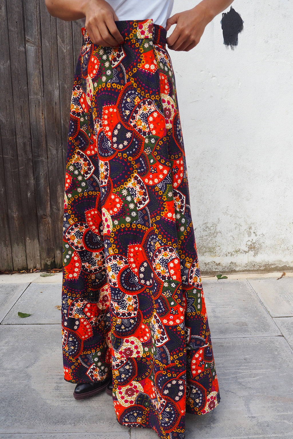 70's Martinique Skirt Vintage | Two Tier Hem Cotton Maxi Skirt