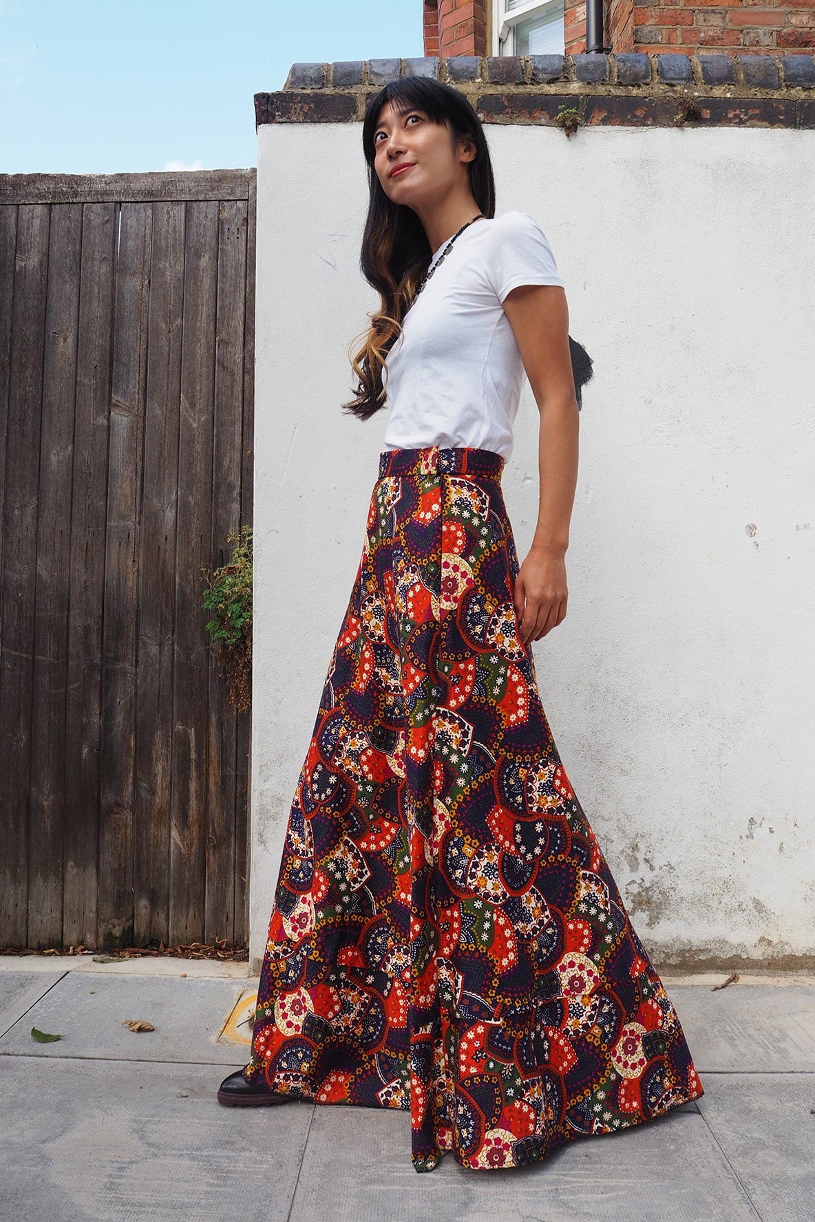70's Martinique Skirt Vintage | Two Tier Hem Cotton Maxi Skirt