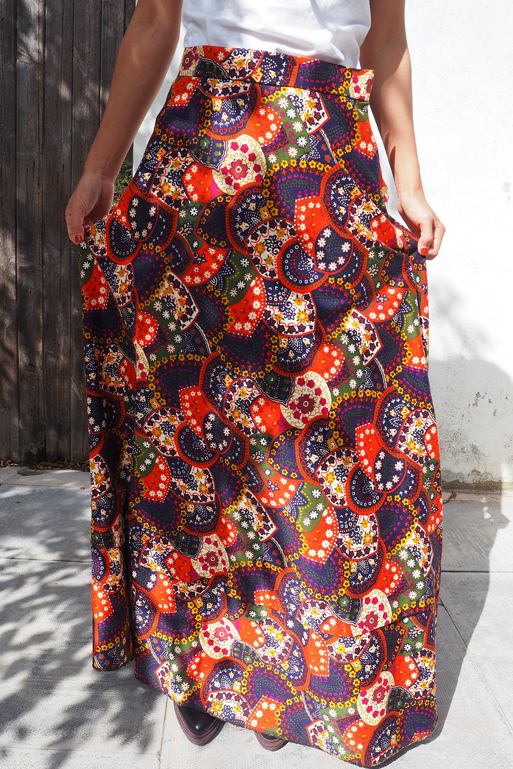 70's Martinique Skirt Vintage | Two Tier Hem Cotton Maxi Skirt