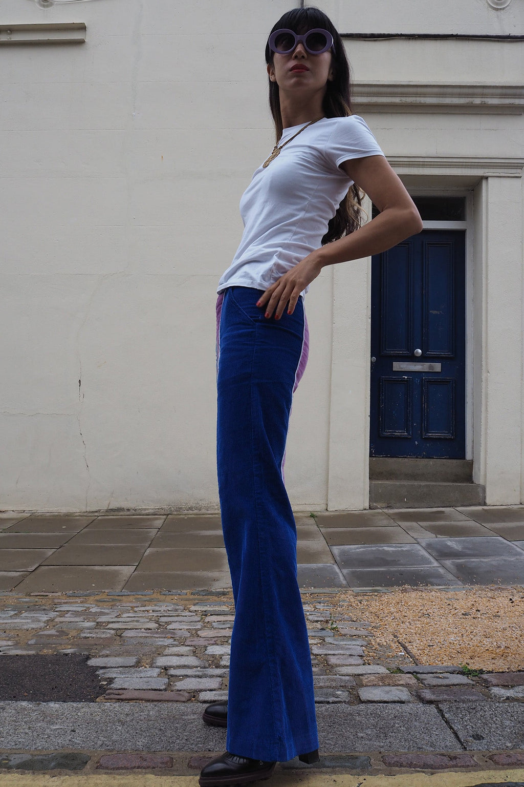 90's SPASE Bell Bottom Pants | 70's Revival Purple Blue Corduroy
