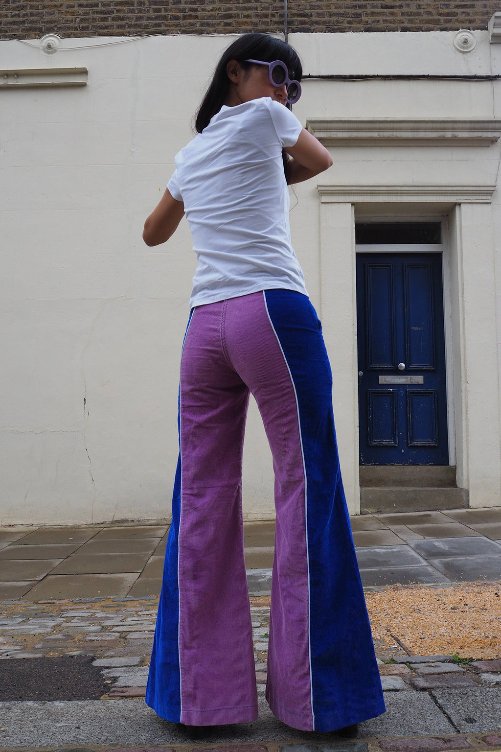90's SPASE Bell Bottom Pants | 70's Revival Purple Blue Corduroy