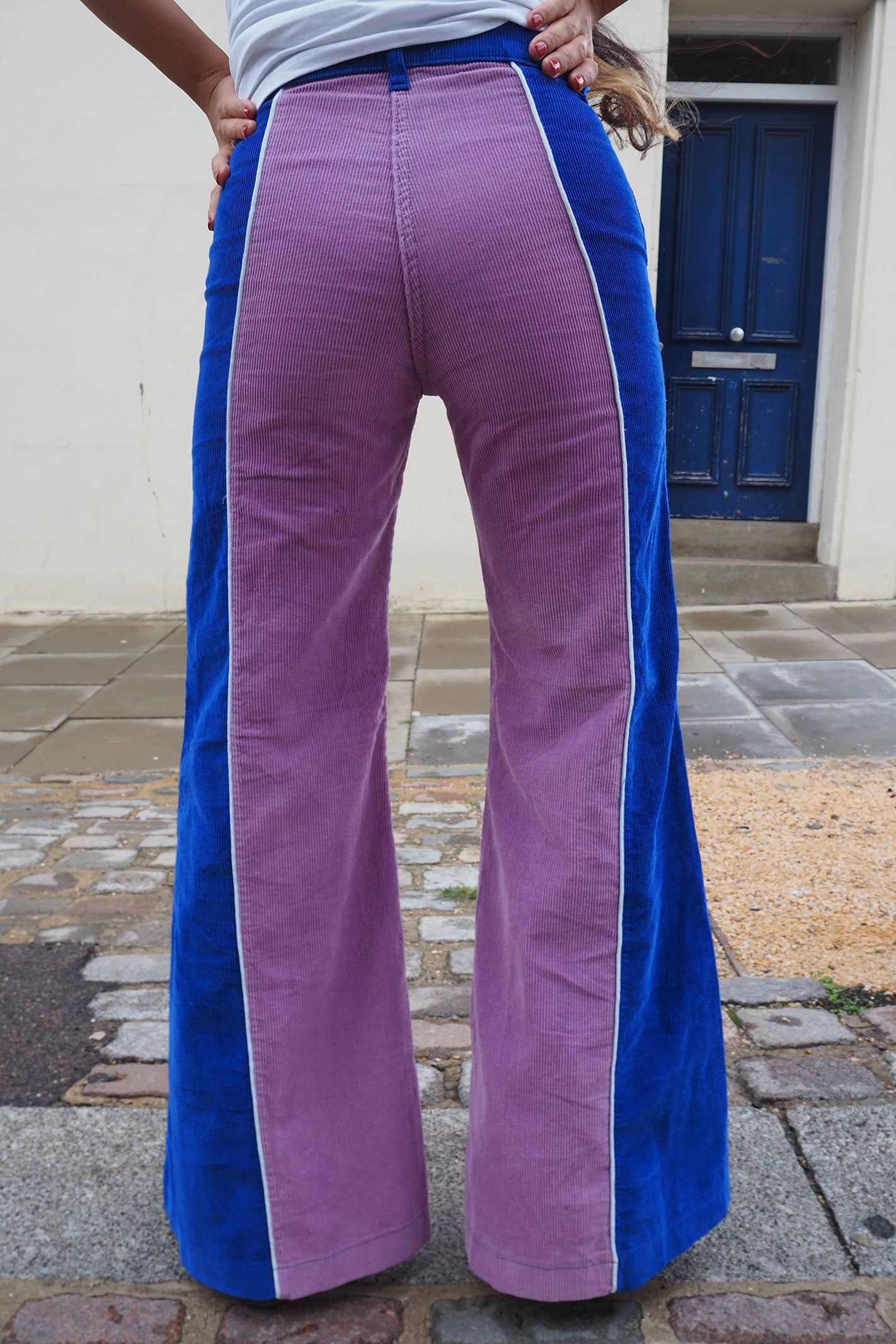 90's SPASE Bell Bottom Pants | 70's Revival Purple Blue Corduroy