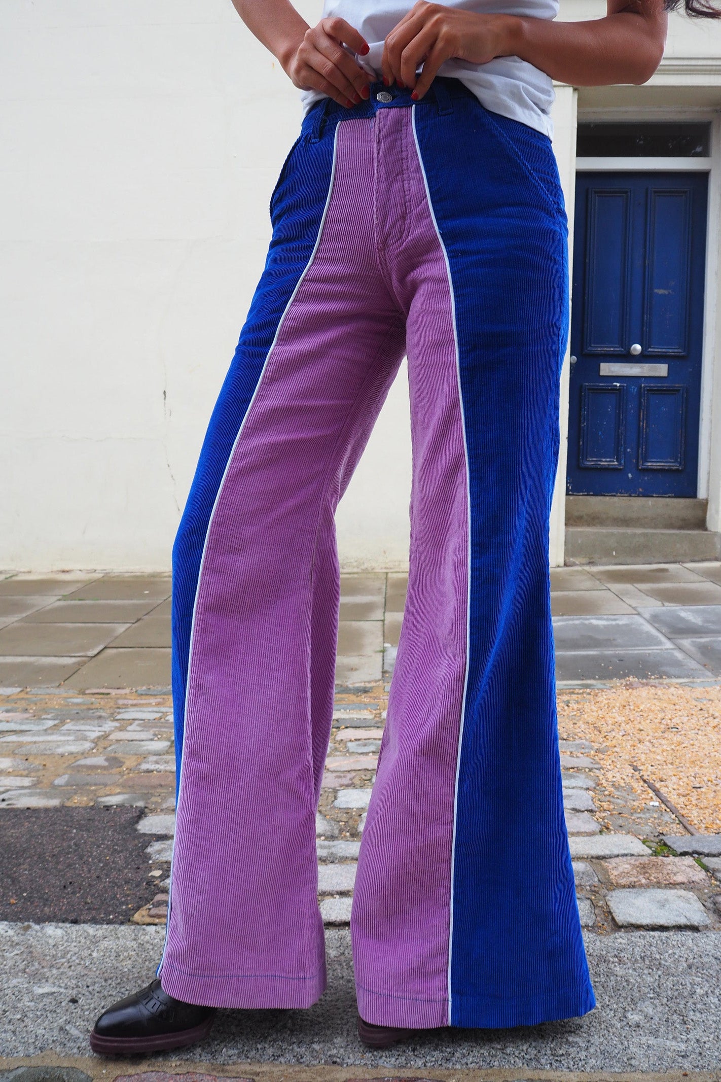 90's SPASE Bell Bottom Pants | 70's Revival Purple Blue Corduroy