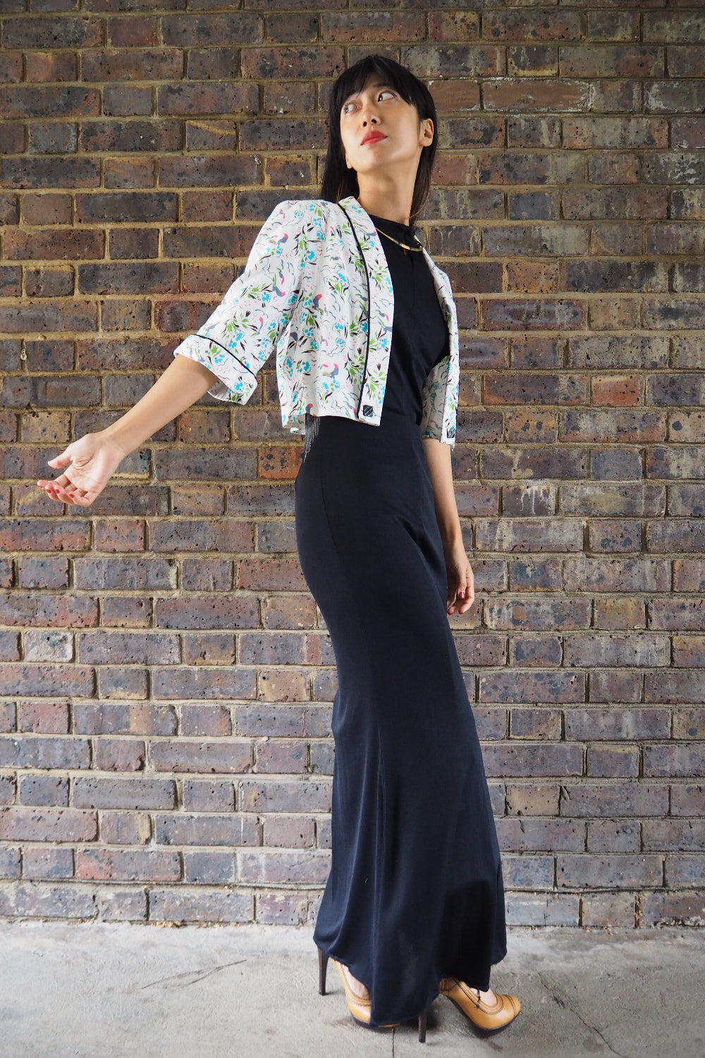 50's Style Botanical Bird Bolero Jacket