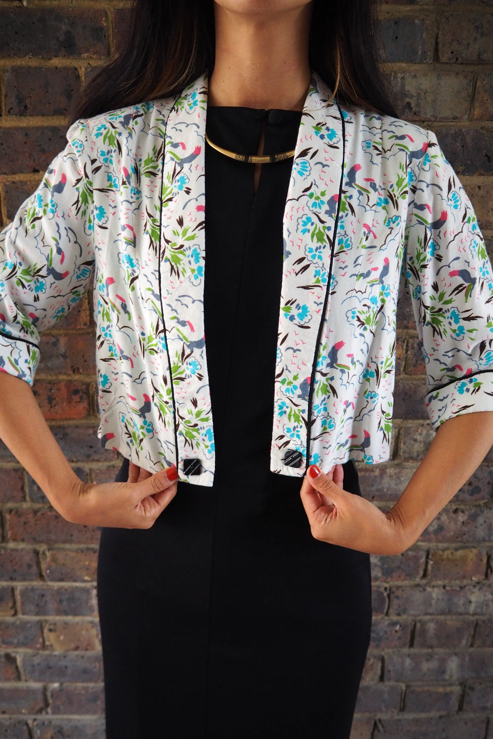50's Style Botanical Bird Bolero Jacket