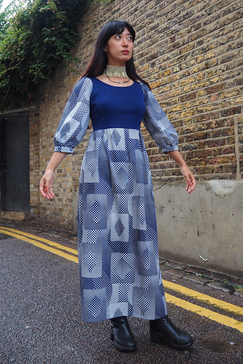 70's Maxi Dress Richard Shops UK Rare | Kaleidoscope Pattern Dress