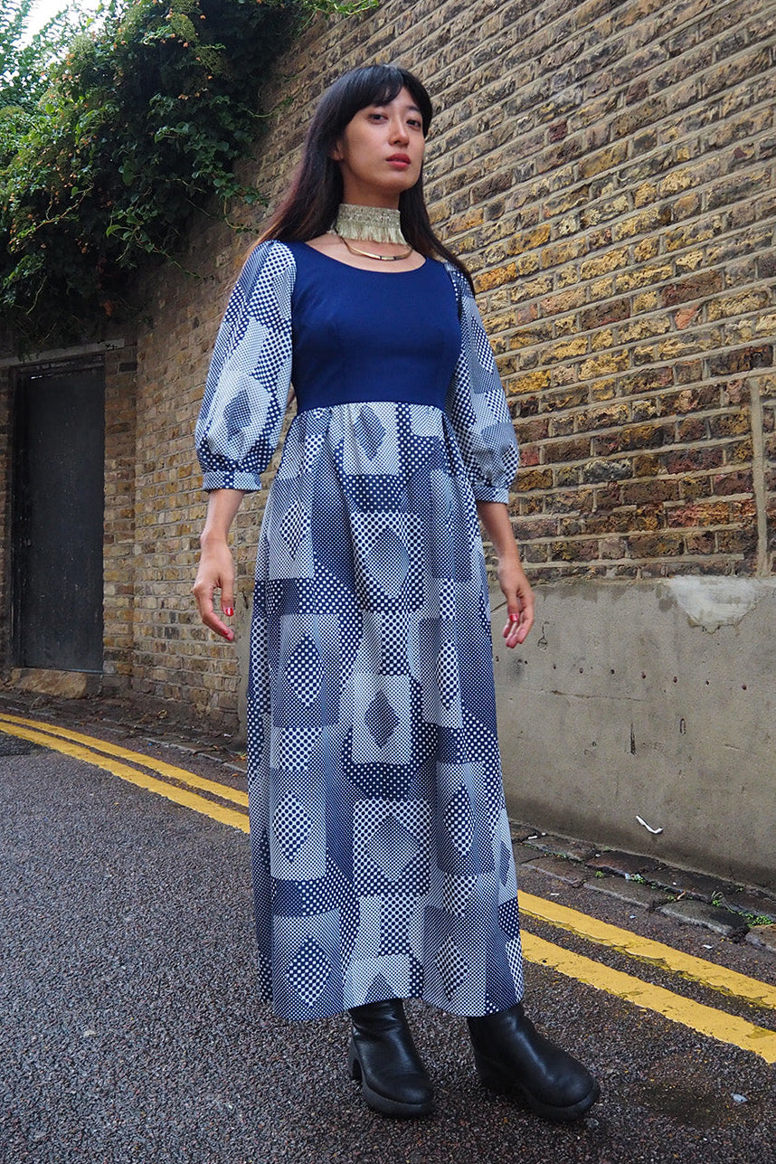 70's Maxi Dress Richard Shops UK Rare | Kaleidoscope Pattern Dress