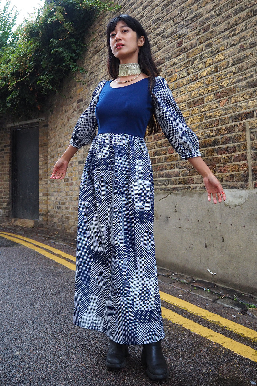 70's Maxi Dress Richard Shops UK Rare | Kaleidoscope Pattern Dress