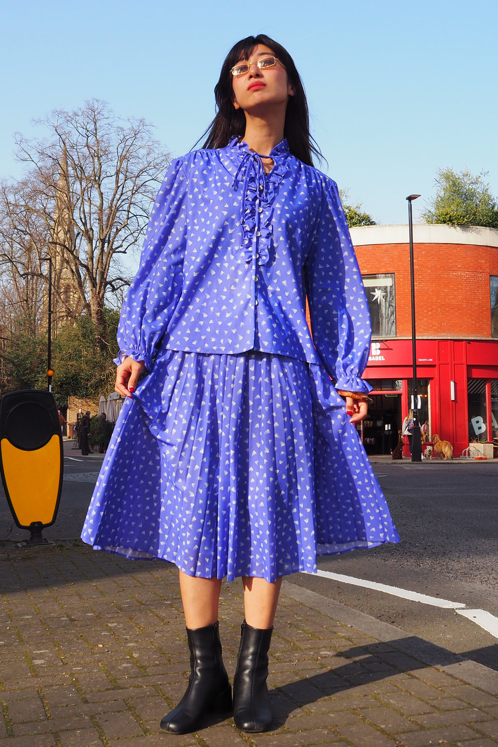 70's-80's Blue Violet Two-Piece Set