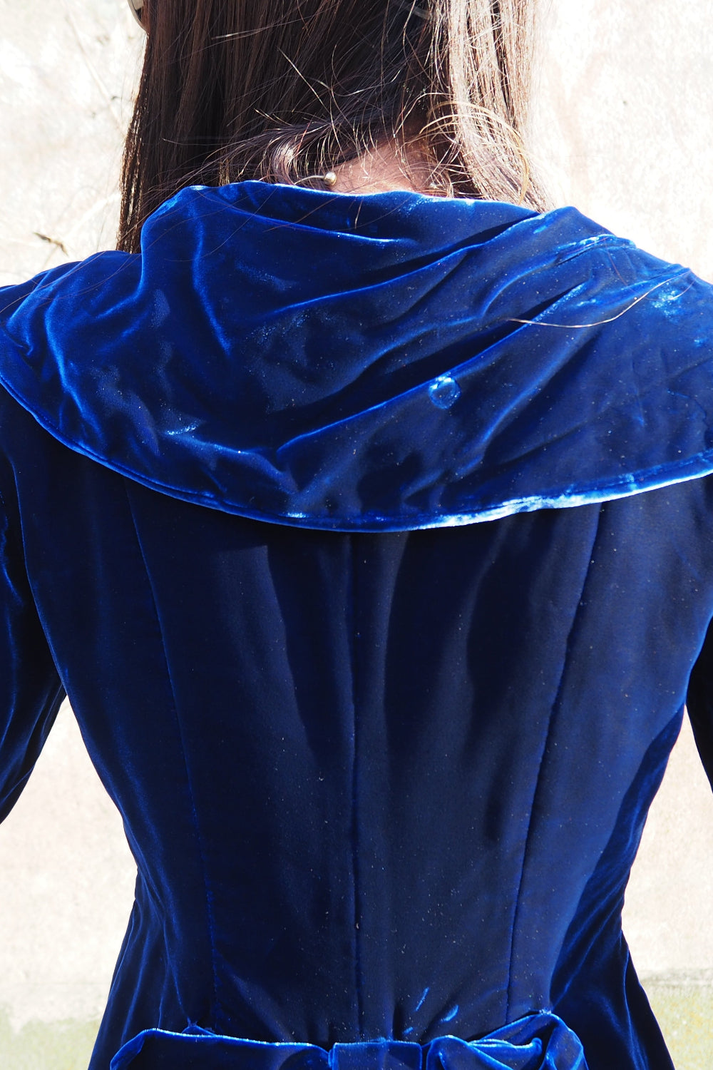 70s Navy velvet jacket with a gothic horror vibe