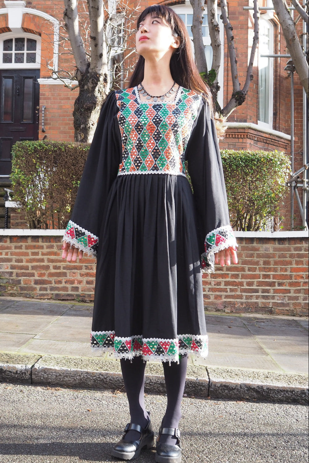 70's Afghan Style Mirror Work Dress