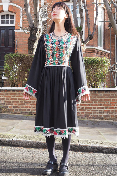 TC26029 70's Afghan Style Mirror Work Dress