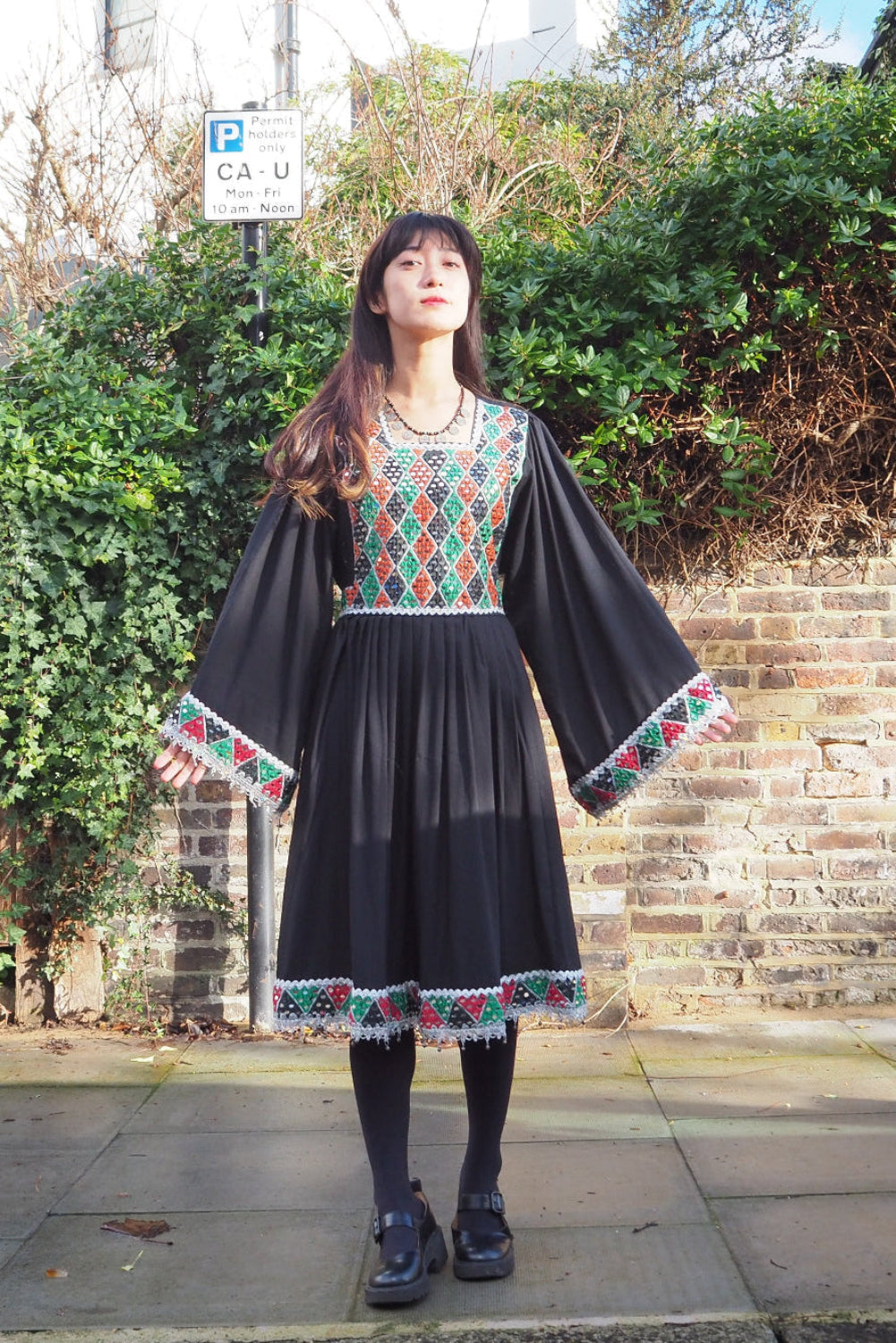 70's Afghan Style Mirror Work Dress