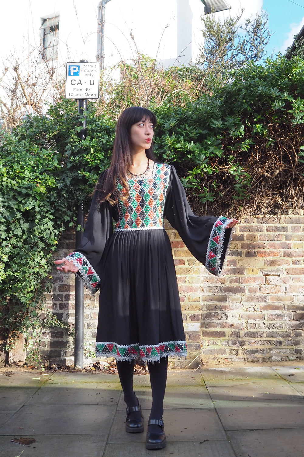 70's Afghan Style Mirror Work Dress