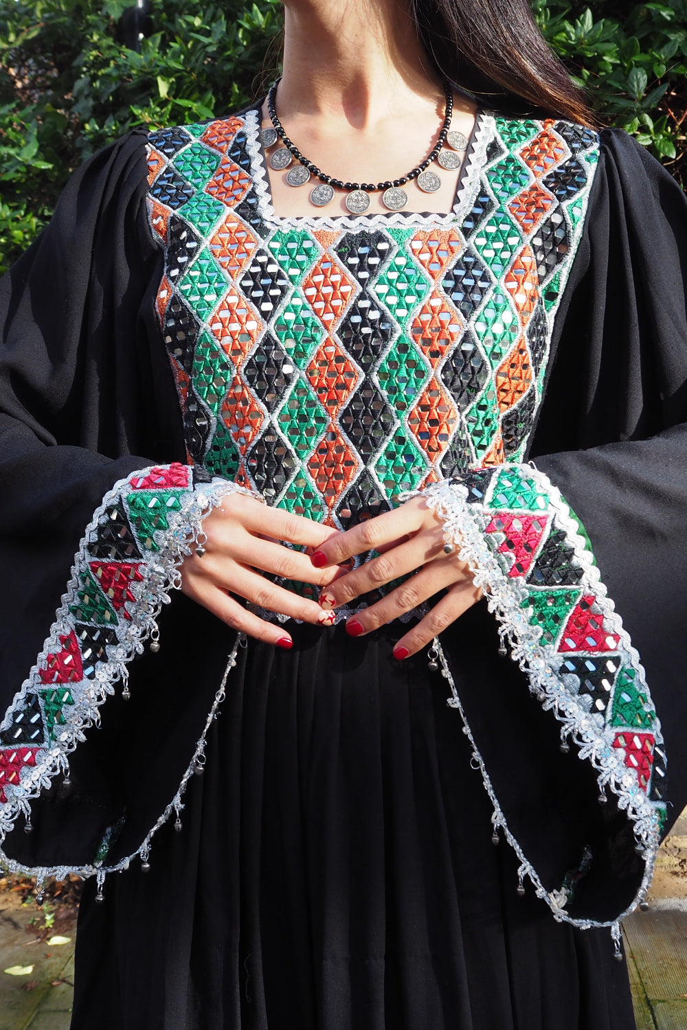 70's Afghan Style Mirror Work Dress