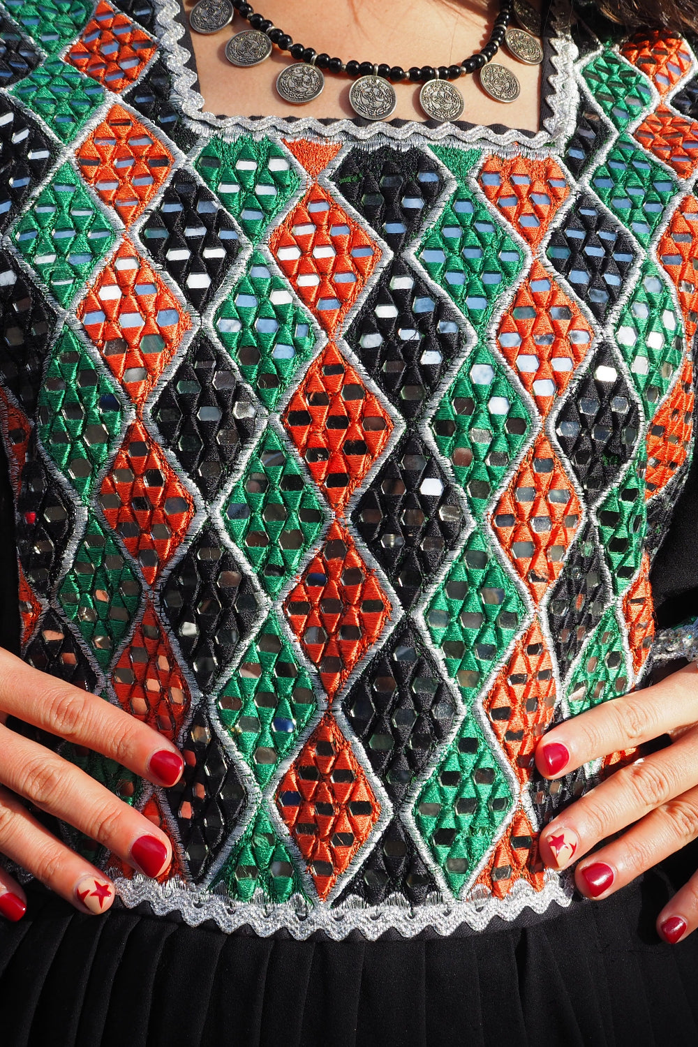 70's Afghan Style Mirror Work Dress